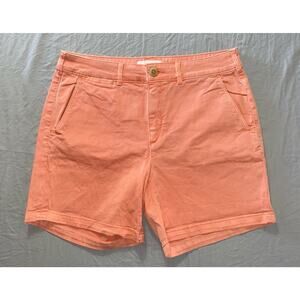Anthropologie Relaxed Fit Stretch Cotton Bermuda Shorts. Orange, Women's 29. EUC